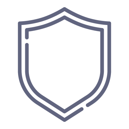 A blue-gray outline of a shield, indicating product is free from THC.