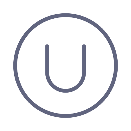 The letter "U" in a circle (both blue-gray) indicating Kosher certification by the Orthodox Union.